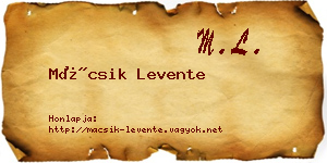 Mácsik Levente névjegykártya